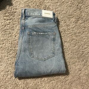 never worn straight express jeans with rips in knees